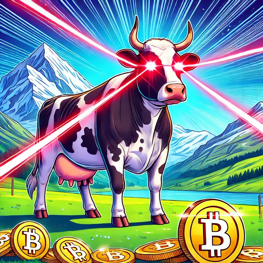Swiss cow with laser eyes